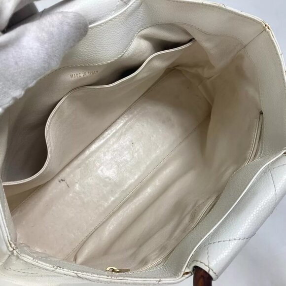 CHANEL Matelasse Quilted CC CC Mark Wood handle bag Tote Bag Hand Bag - Picture 6 of 16